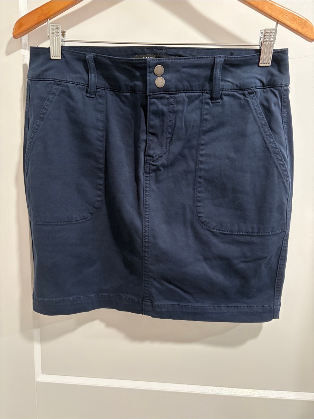 Liverpool Dark Navy Mini Skirt with Front Pockets